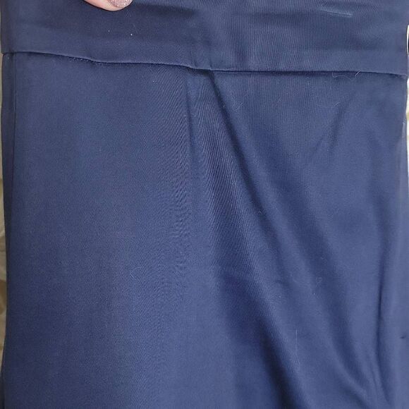 Talbots Curvy Cropped Side Zip Flat Front Cotton Pants Navy Blue 2 - Picture 6 of 10